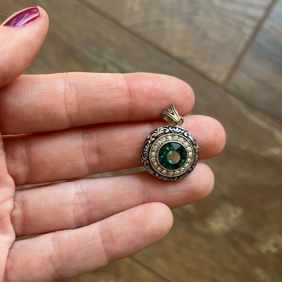Hand Crafted Jewelry - Stunning *Deep Green* Sparkly Pendant | Big Slytherin Energy | Sterling Silver